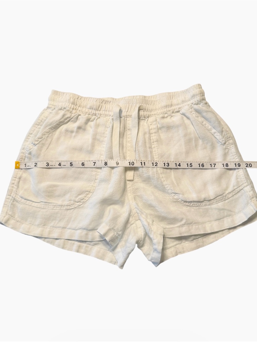Quince White 100% European Linen Shorts Elastic Drawstring Pocket Size Small EUC - Picture 9 of 13